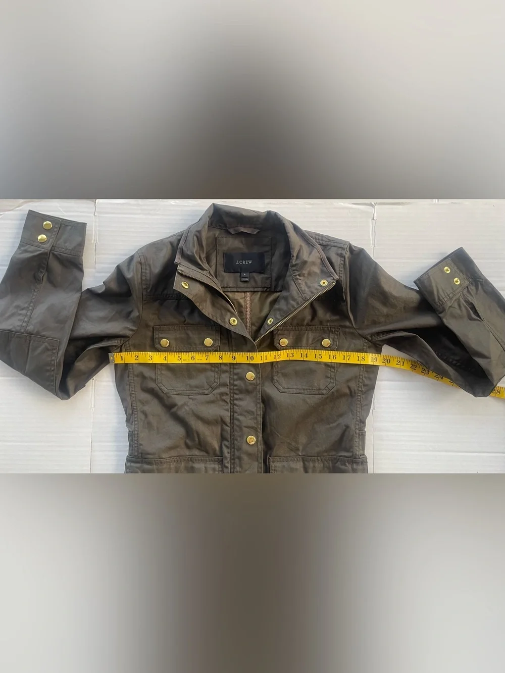 J. Crew Olive Brown Utility Jacket with Gold Hardware